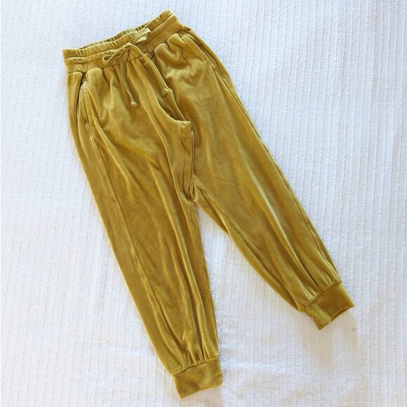 Anthropologie Saturday Sunday Merida Mustard Yellow Velvety Joggers XS - Picture 3 of 5
